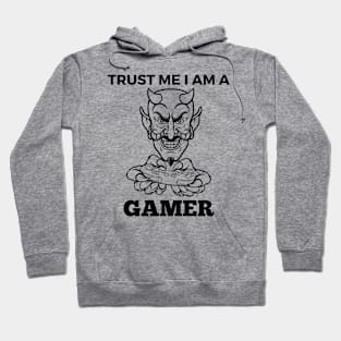 Trust Me I Am A Gamer - Black And White Devil With Gamepad Hoodie